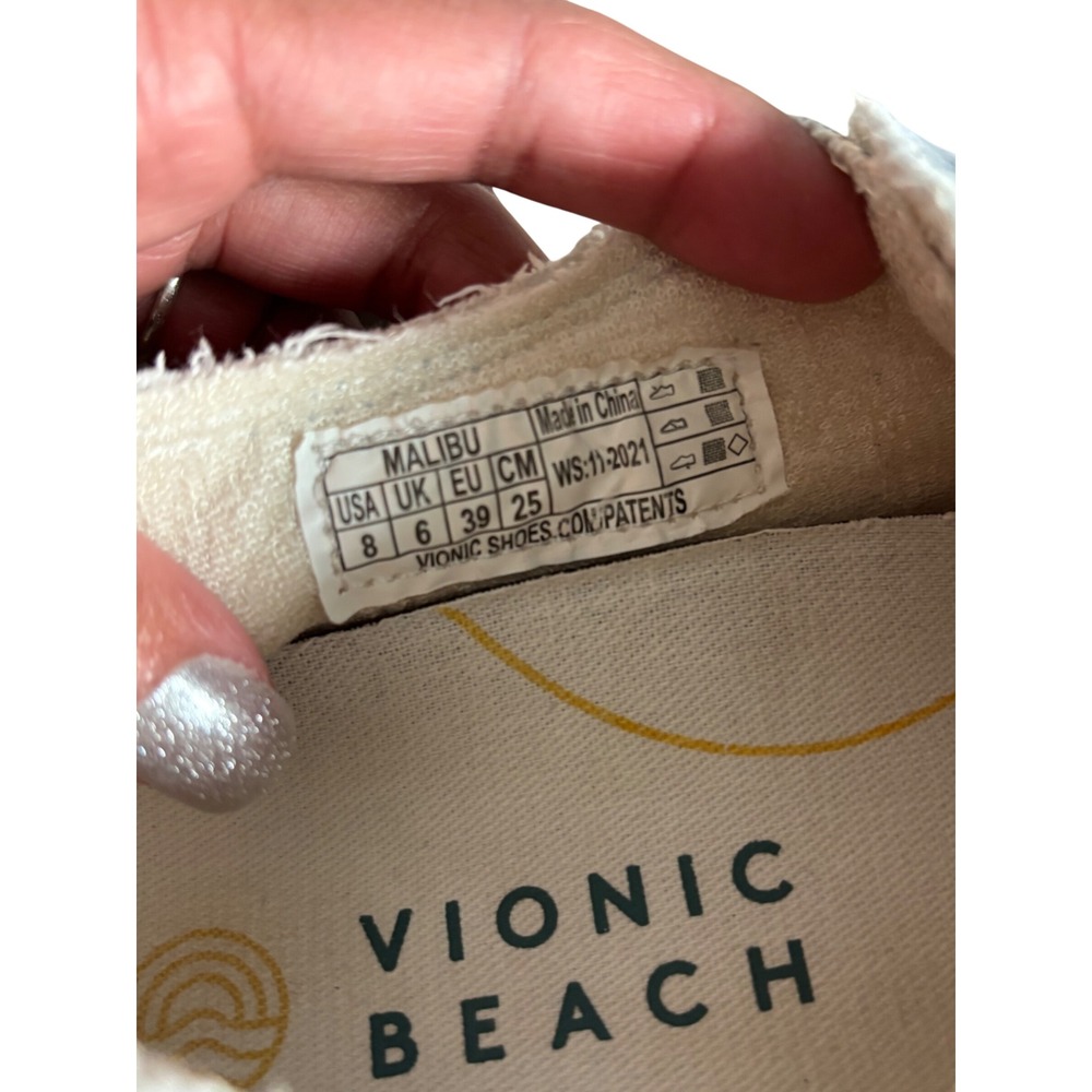 Vionic Beach Malibu Peach Botanical Print Slip On Canvas Sneakers Womens 8 - Picture 5 of 6